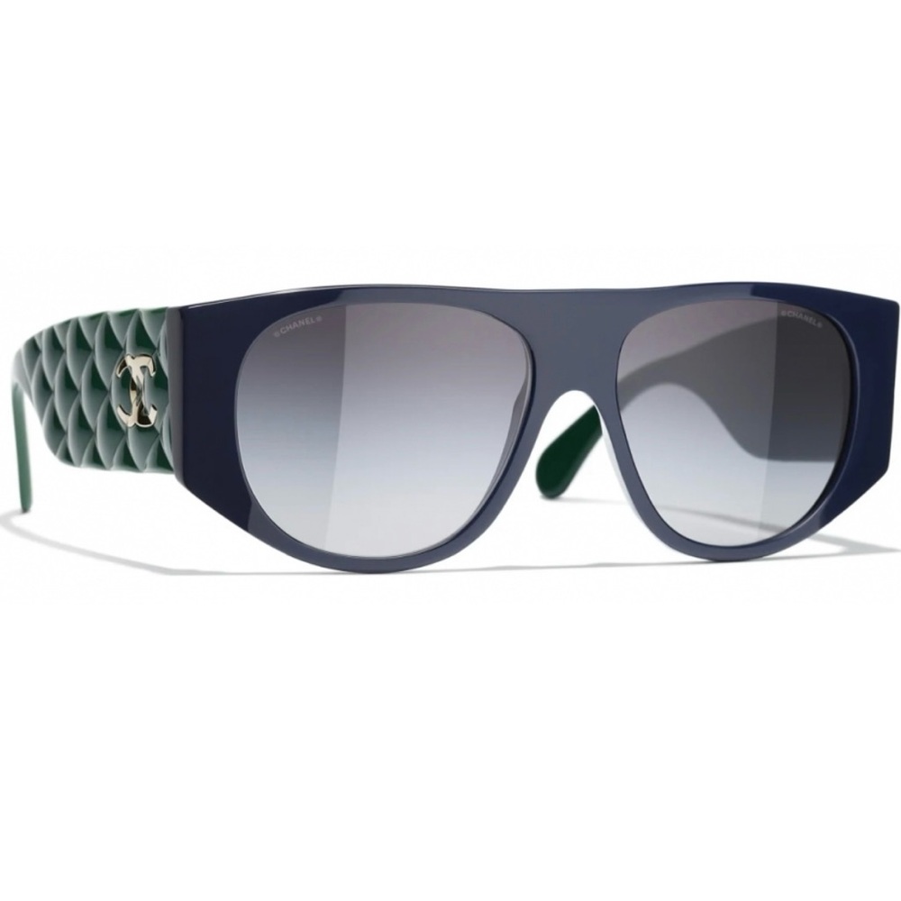 CHANEL Runway Spring Summer 2023 Sunglasses Navy Green NIB